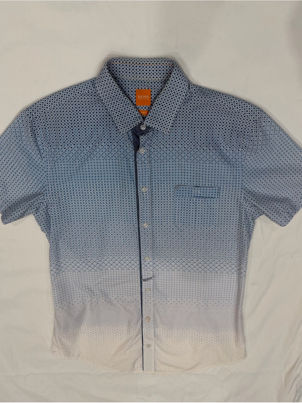 BOSS Blue to White Ombre Short-Sleeve Button-Down Shirt